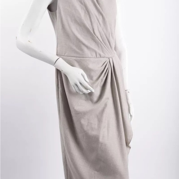 Ralph Lauren Purple Label Womans Midi Draped Dress Sz 8 Gray Wool Sleeveless NWT - Picture 2 of 6